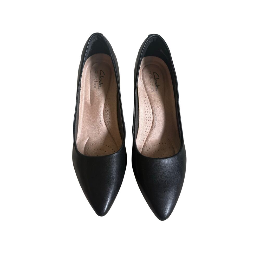 Clarks Collection Black Pointed Toe Flats Ultimate Comfort Size 8.5